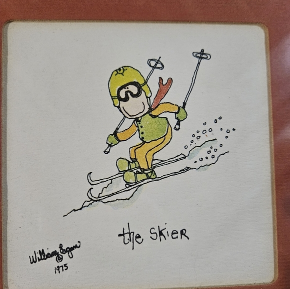 Vintage 1975 William Egan Framed Watercolour "The Skier" - Picture 2 of 3